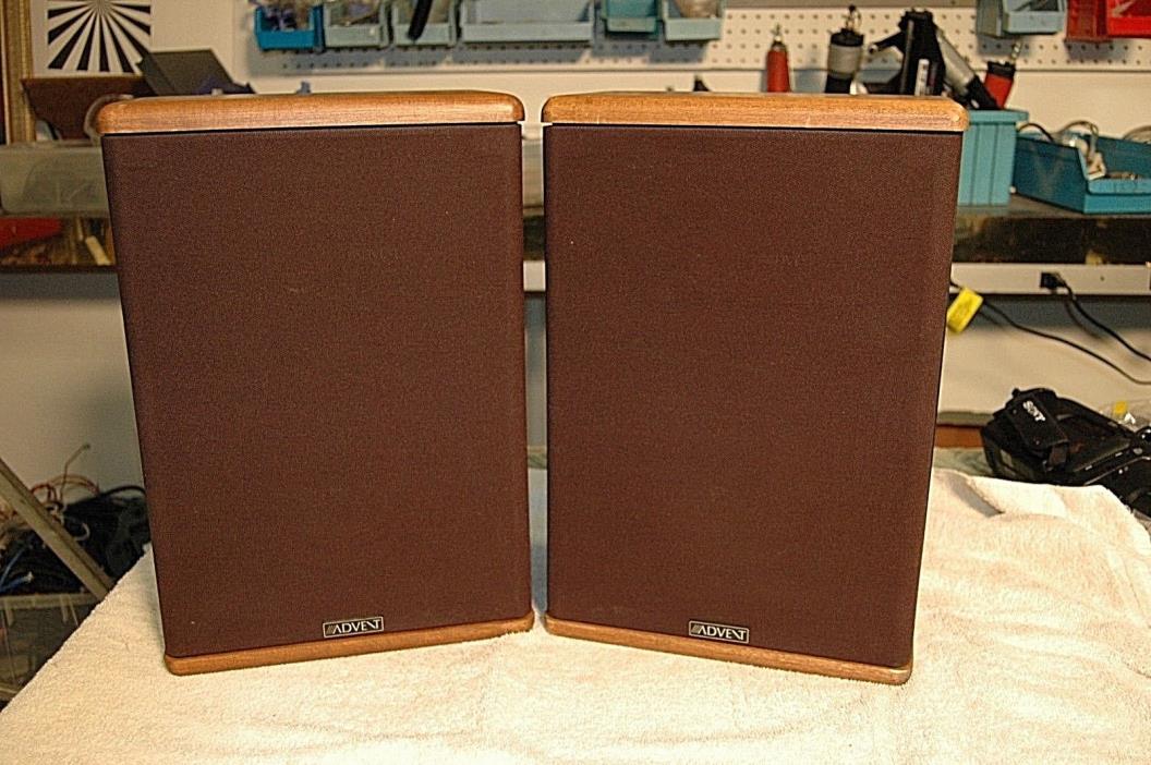 Vintage Advent Bookshelf Speakers With Grills and Hardwood Caps