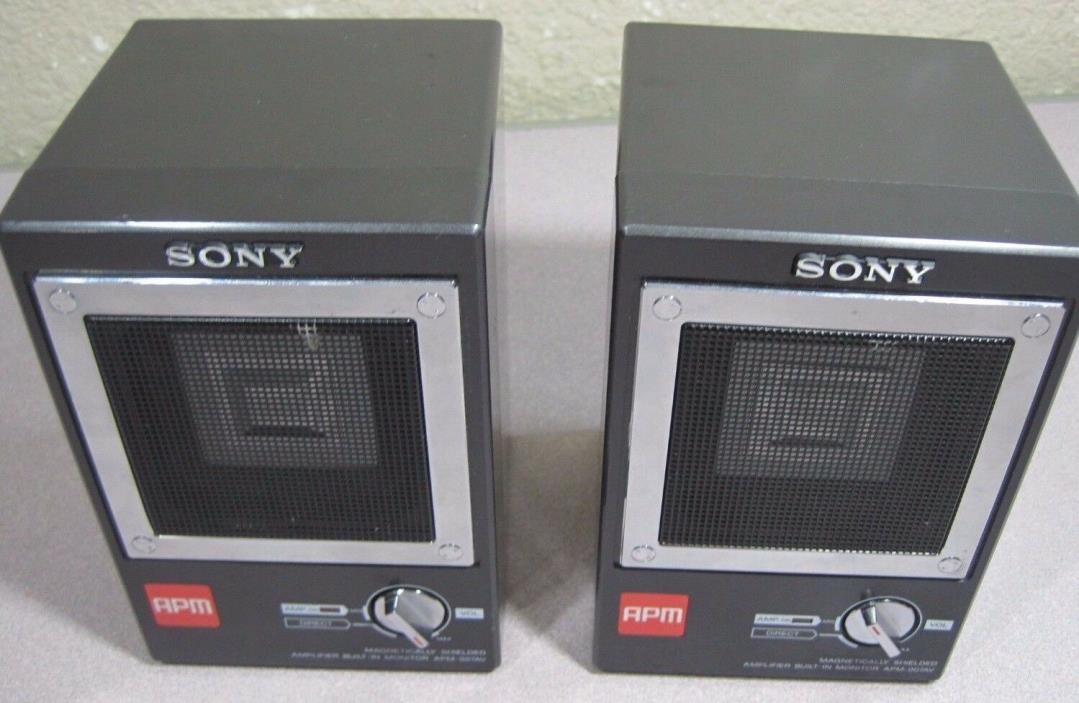 Vintage SONY  Mini Portable Speakers Model APM-007 AV Amplifier Built-In