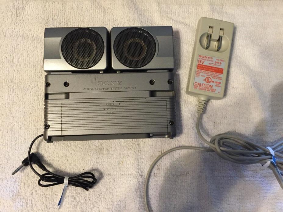 Vintage Sony Active Speaker Portable SRS-T77  Working- W/Power Cord - VG