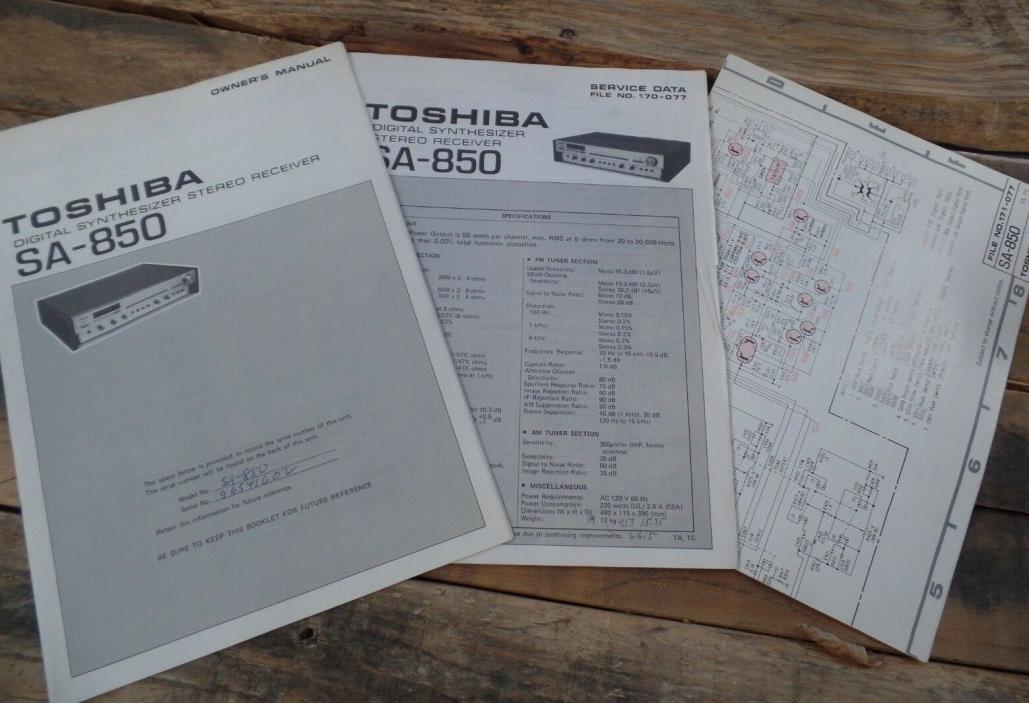 Toshiba SA-850 Digital Synthesizer Stereo Receiver Owners and Service Manuals