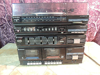 Vintage Hitachi Stereo Receiver w/Dual Cassette Deck & Equalizer,Record Player