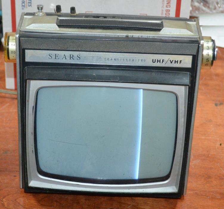 Sears Transistored UHF / VHF Television Vintage Portable Transistor TV