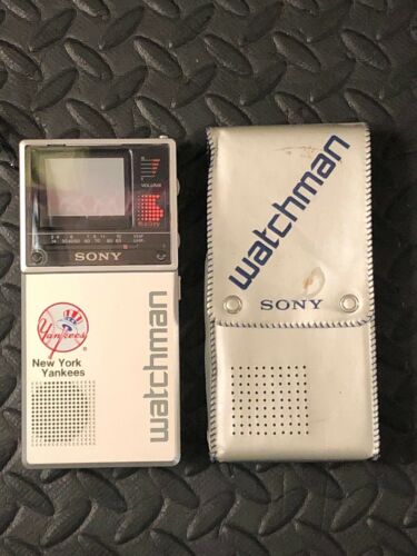 Vintage 1984 Sony Watchman New York Yankees Black & White TV FM Am Receiver