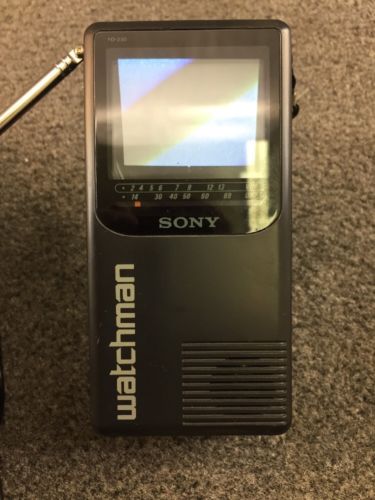 Vintage 1980s Sony Watchman Portable Black & White Television TV - Model FD-230