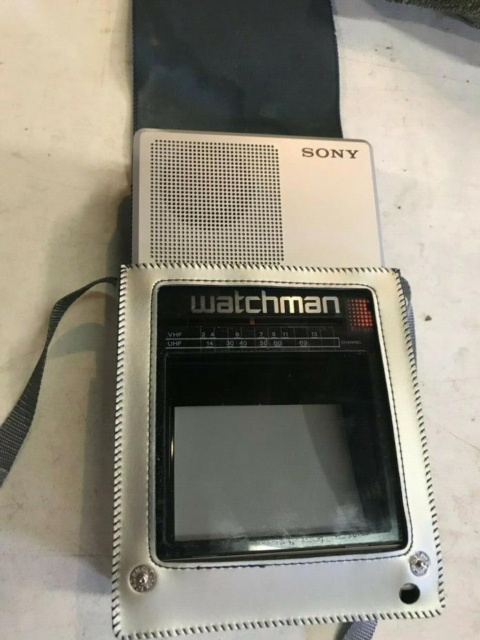 Sony Watchman w/ Case -Flat Black & White TV FD-40A