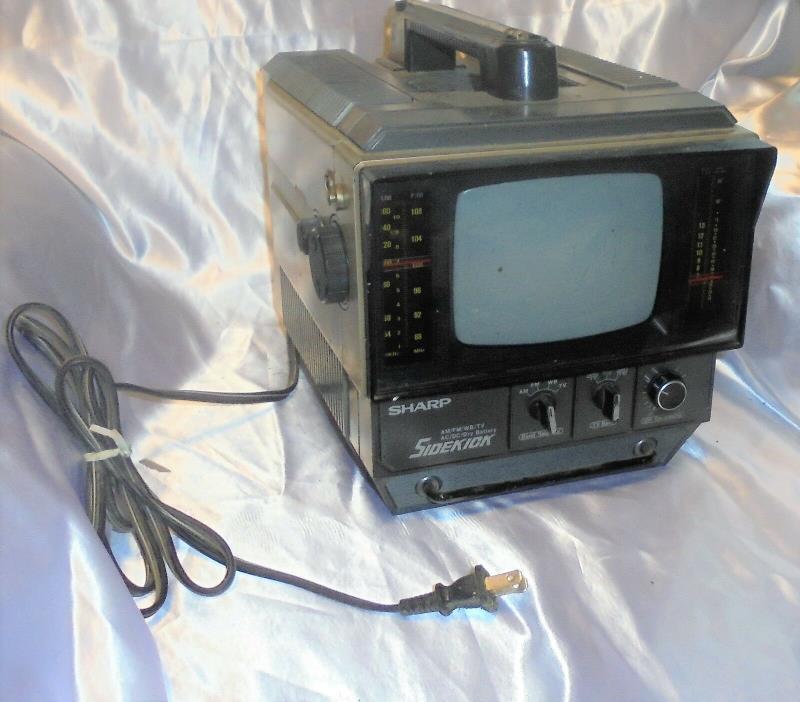 Vintage Sharp Portable Television 1970's  Sidekick Black & White Mini TV