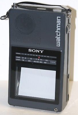 Vintage 1987 SONY Watchman Portable Black & White TV FD-42A  For parts or repair