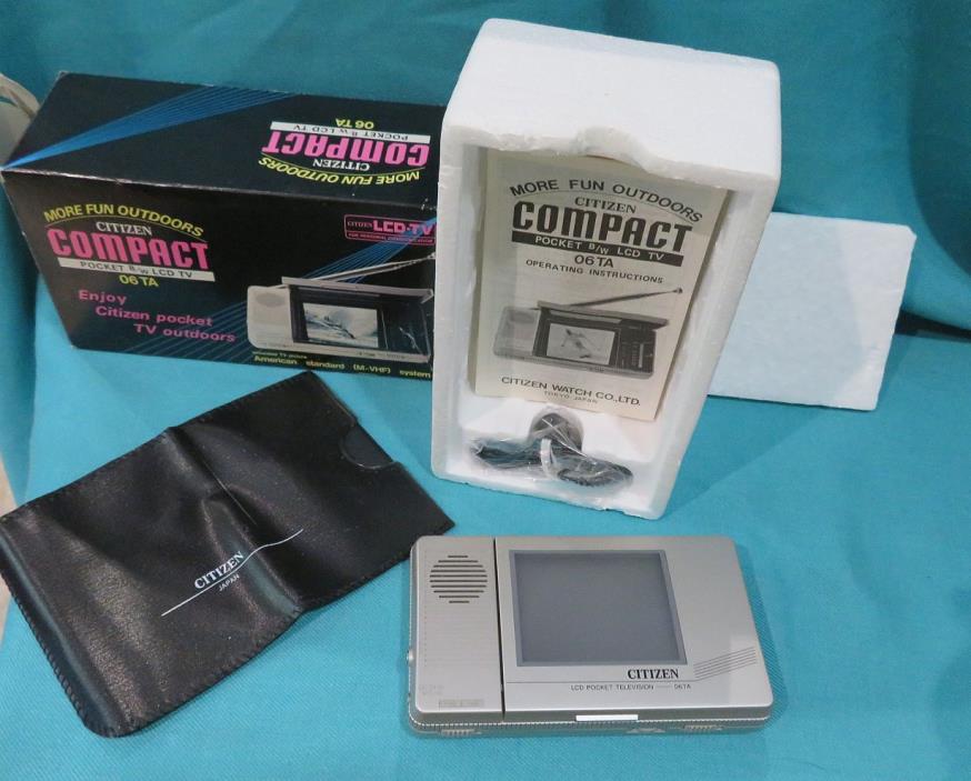 Vintage Portable Citizen Compact Pocket LCD TV Model 06 TA Works Complete In Box