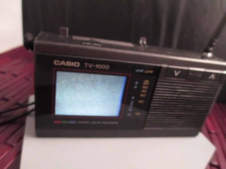 Vintage Casio TV-1000 ~ Pocket Size LCD Color Television Working in bag & manual