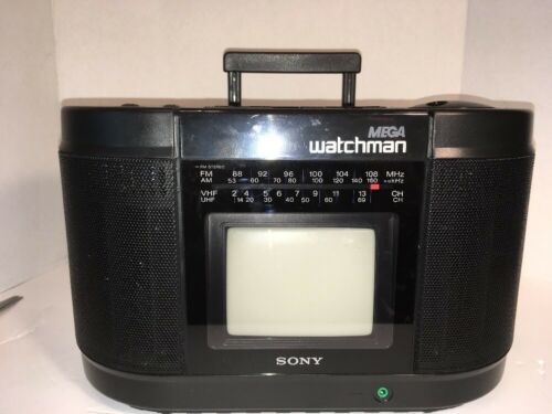 Sony MEGA Watchman B&W TV FM AM Receiver Stereo Cassette Player Model No. FD-555