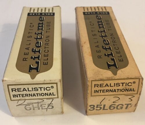 Lot 2 Realistic Lifetime Electron Tube 35L6GT 6HE5 Tubes In Box NOS Radio Shack