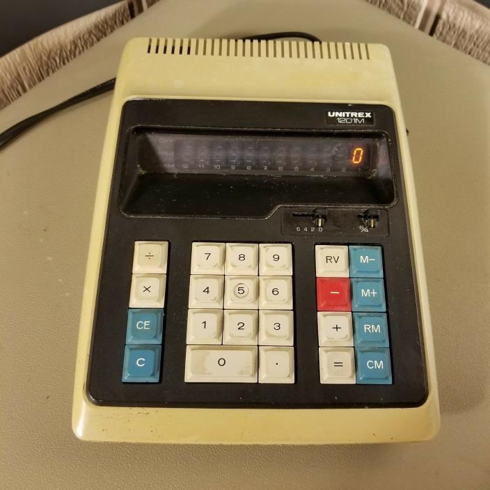 Unitrex 1201M Desktop Calculator w/ Panaplex Display Collectible 1970's Vintage