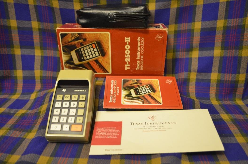 Vtg TEXAS INSTRUMENTS TI-2500-II Electronic Calculator in Original Box-AC Adapte