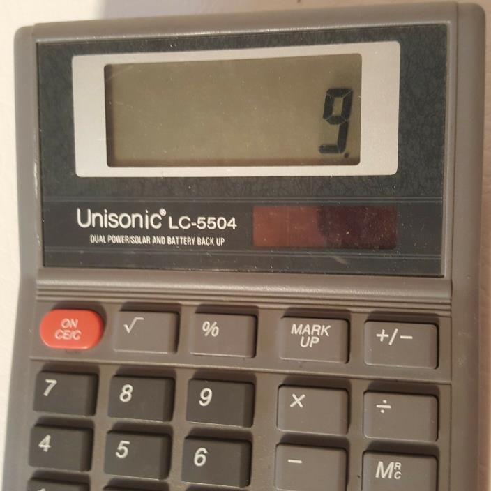 Vintage Unisonic Dual Power Solar Powered Calculator LC-5504