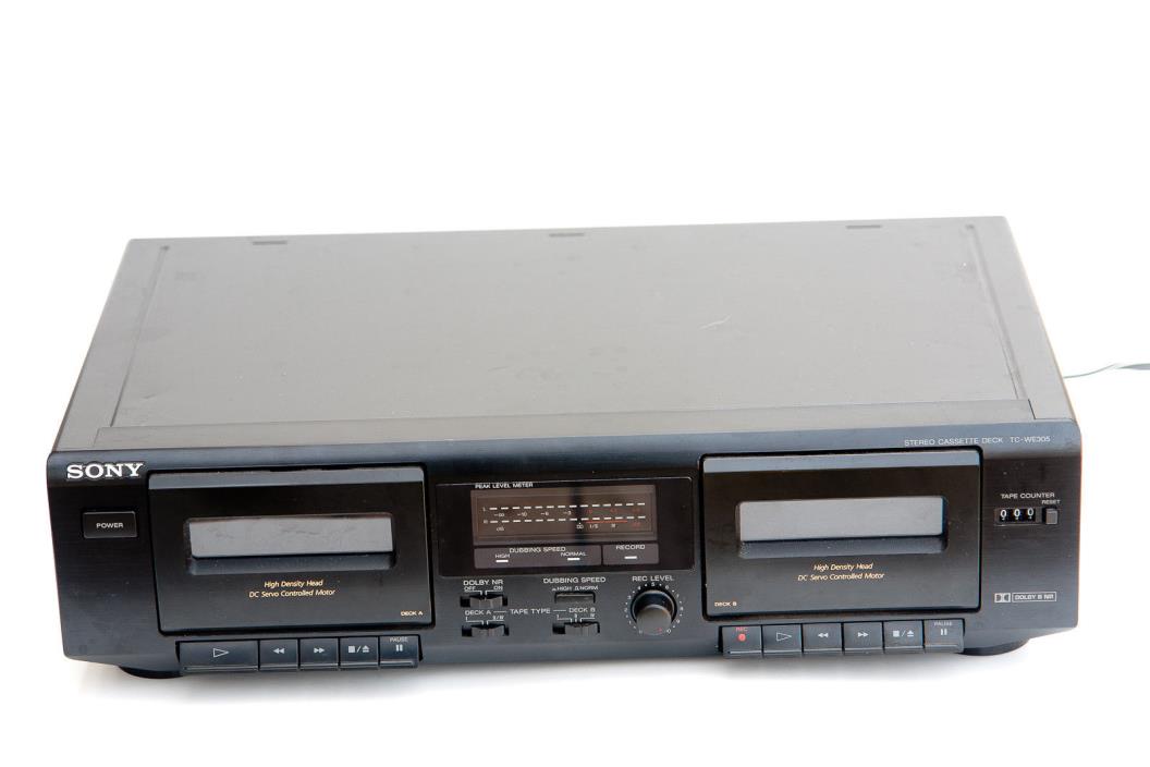 Sony-TC-WE305-Dual-High-Speed-Dubbing-Stereo-Cassette-Tape-Deck-Player-Rec