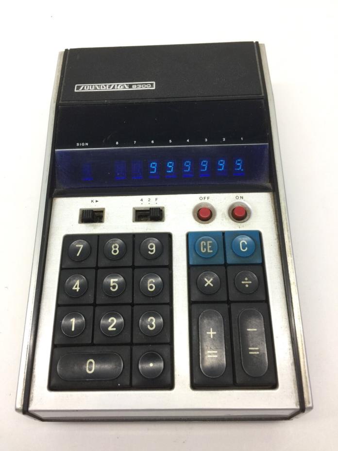 SOUNDESIGN 8300 Calculator Vintage Blue LED Tested