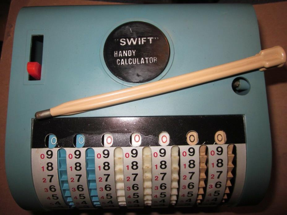 Vintage Swift Hand Calculator w/Clear Cover and Selector Pick Very Good