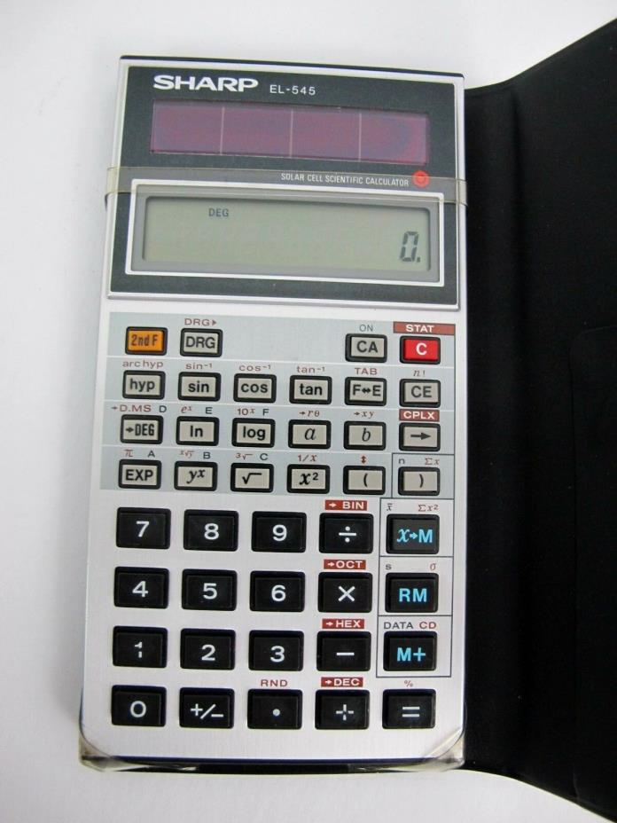 Very Rare Vintage Sharp EL-545  Scientific Calculator W/ Case Solar Powered