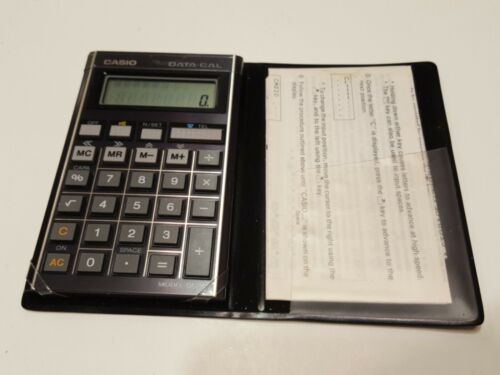 Vintage Casio Data Cal DC-100 Pocket Calculator in Case w/ Instructions Japan
