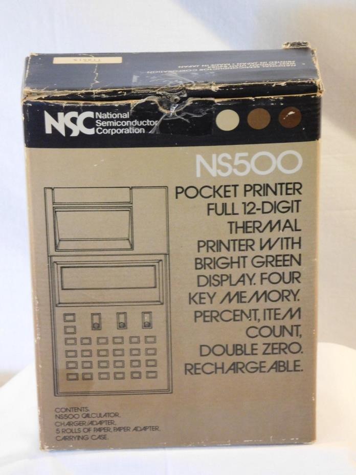 Vintage NSC NATIONAL SEMICONDUCTOR CORP NS500 Printer/Calculator w/Orig Box