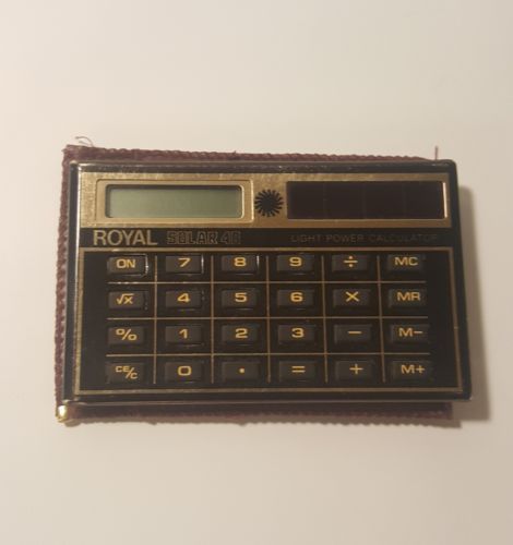 Royal Solar 40u Vintage Calculator with Case and Instructions Works Great