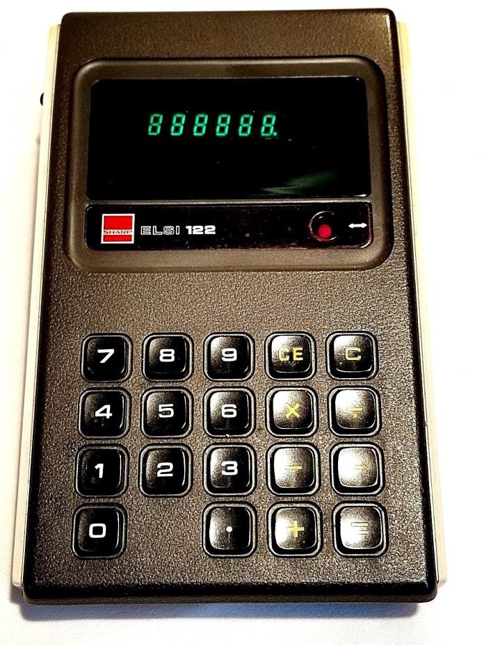 Vintage Sharp ELSI 122 Calculator, Green LED Screen.