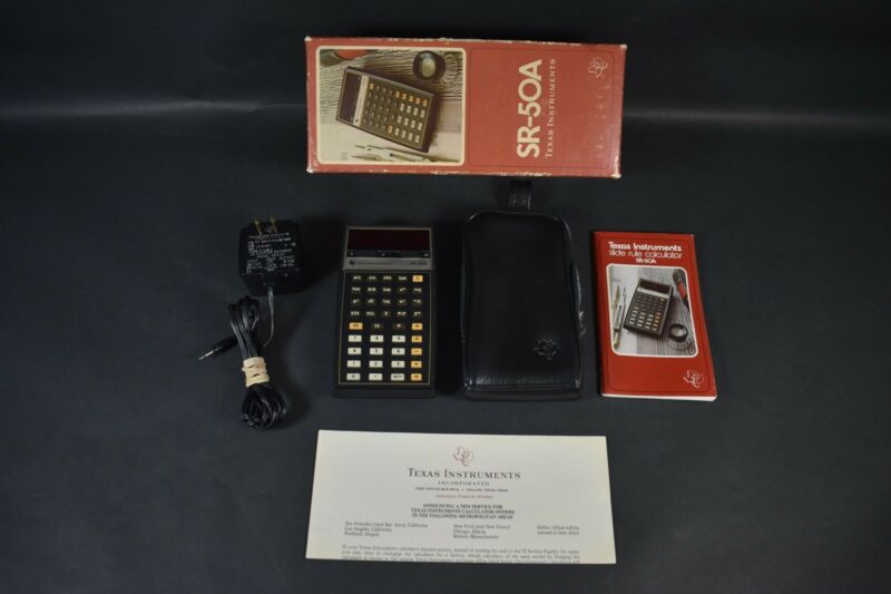 VINTAGE Texas Instruments Model SR-50A Electric Calculator IN BOX PARTS REPAIR