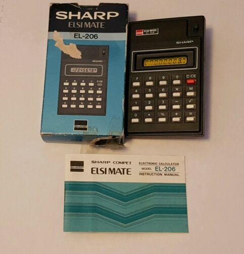 vintage sharp elsi mate EL-206 calculator lcd in box Japan working