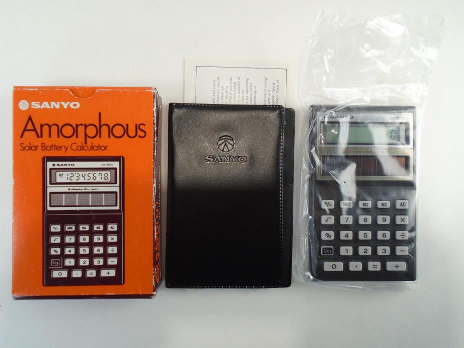 Vintage Calculator 1985 Amorphous Solar Battery Sanyo CX2570 NIB