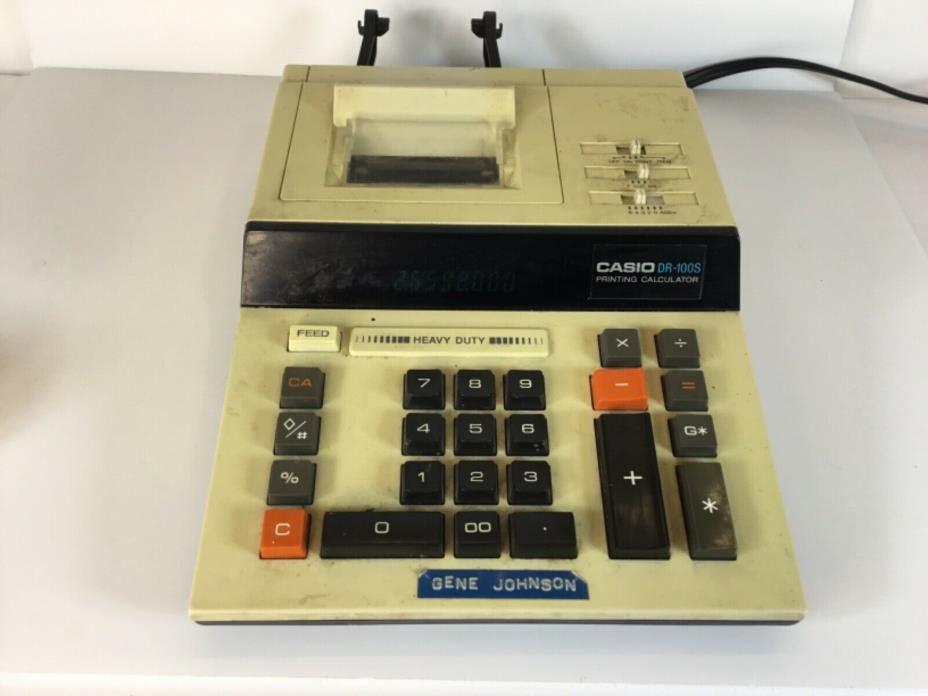Casio DR-100S Heavy Duty Adding Machine Printing Calculator Tested And Working