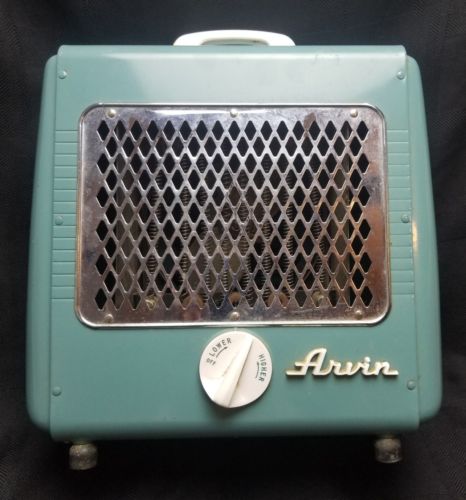 Vintage Arvin Space Heater Steampunk Teal Turquoise Rare Works