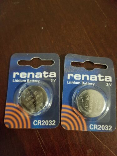 2PC  Renata CR2032 CR2032 Lithium Coin Cell Batteries 3V - Small Card