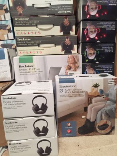 Lot Of 34 Brookstone Tested Open Box Massagers, Headphones & A Willow Curve
