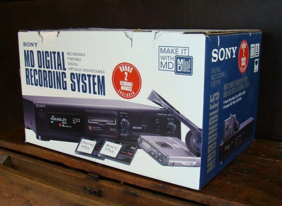 SONY MDS-JE320 HOME RECORDING MINI DISC DECK W/ SONY MZ-E40 -BUNDLE -USED IN BOX