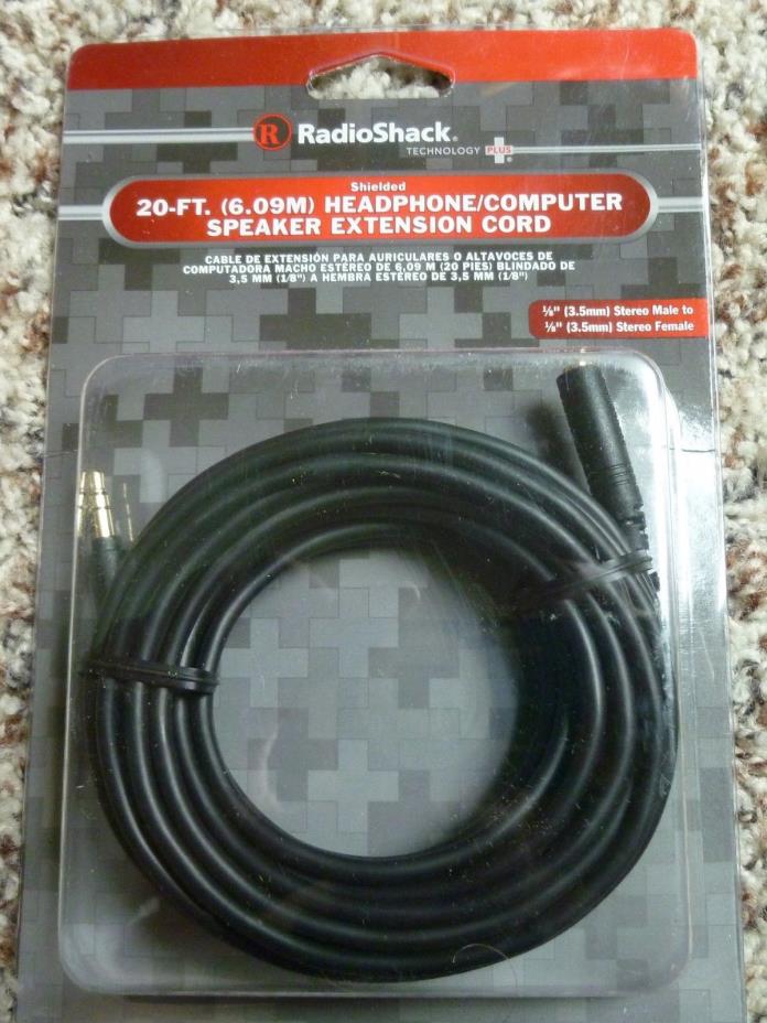 6 Radio Shack 42-2562 20-FT HEADPHONE COMPUTER SPEAKER Extension CORD 4202562 6x