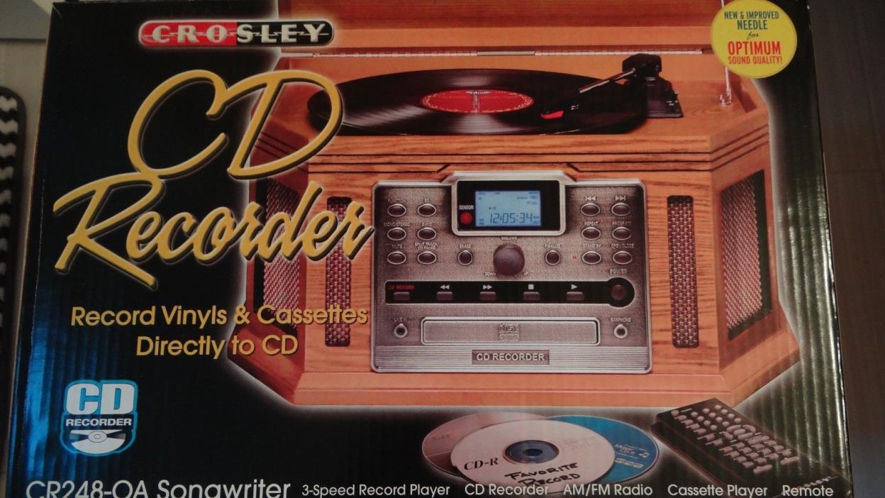 New Crosley CR248-OA Songwriter USB Turntable Tape Player Record Vinyl to CD