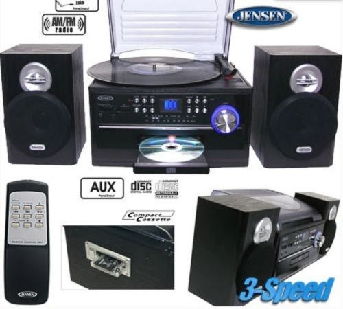 Home Jensen Stereo System Receiver Compact Shelf AM/FM Radio Turntable CD iPod