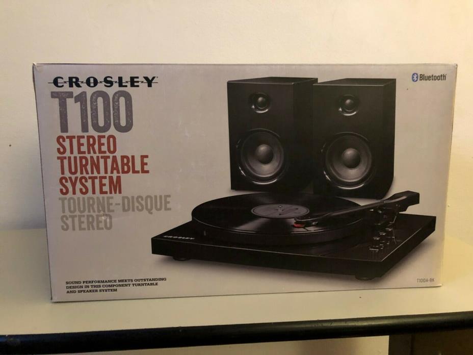 Crosley T100A-BK T100 2 Speed Bluetooth Record Player Turntable w/Speakers Black