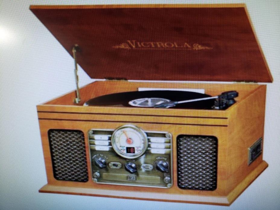 Victrola Nostalgic Classic Wood Record Player 6-IN-1 with Bluetooth CD Player