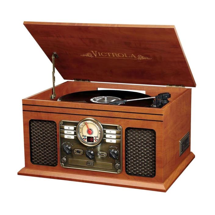 Victrola Wooden 6-in-1 Nostalgic Record Player with Bluetooth and 3-Speed Turnta