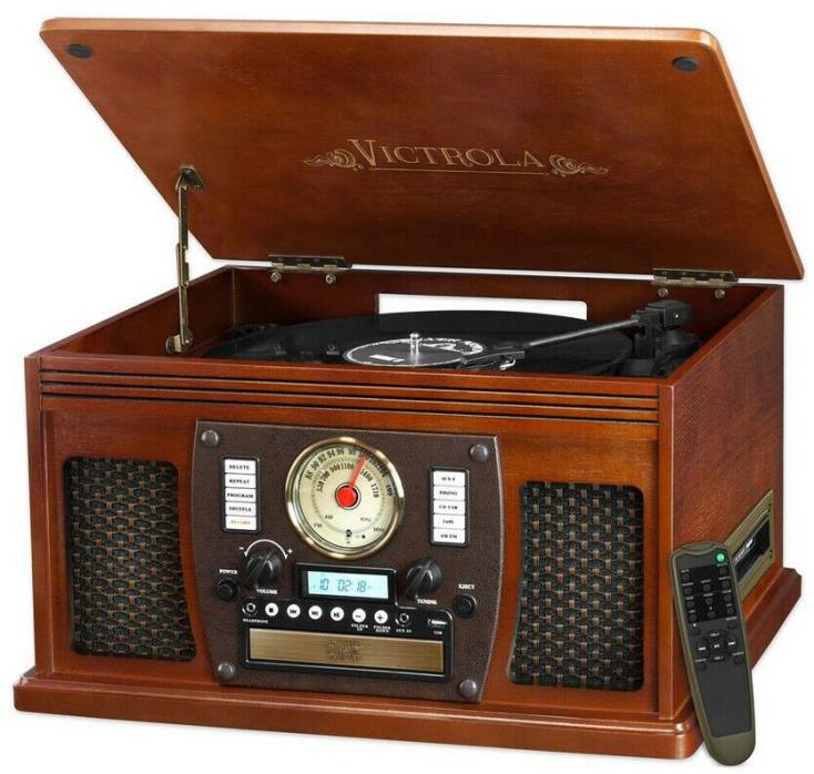 7 in 1 Bluetooth Record Player with USB Recording Home Electronics Mahogany