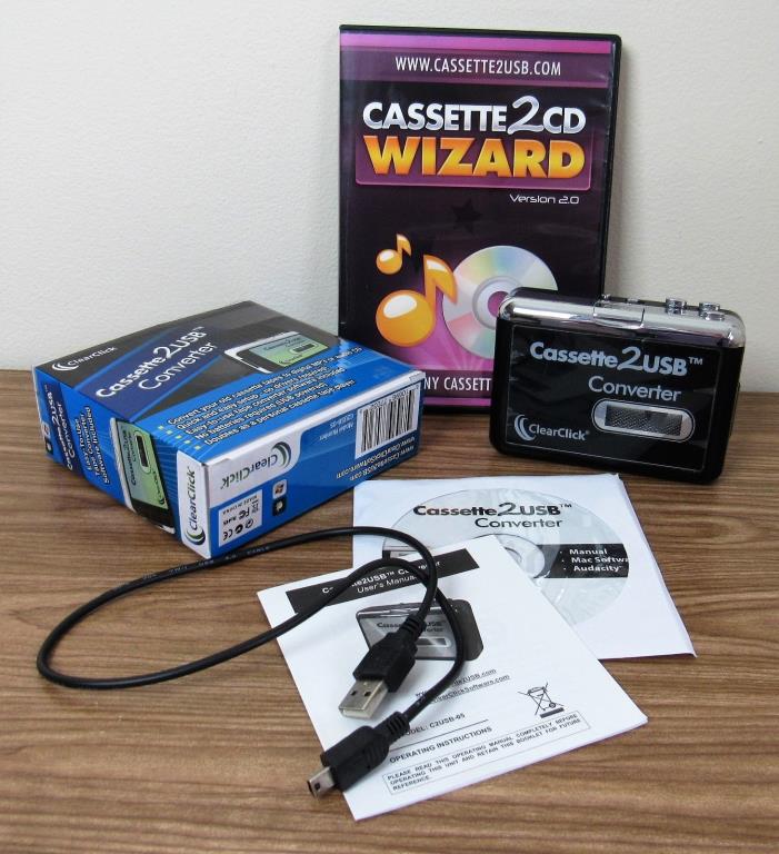 ClearClick Cassette Tape To USB Converter with Cassette2CD Wizard 2.0 Software
