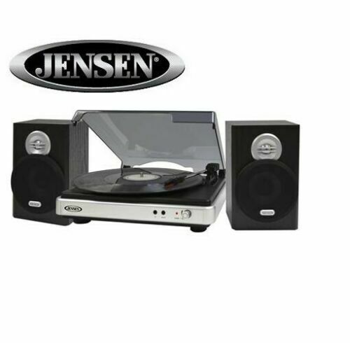 Jensen JTA-325 3-Speed Turntable Stereo w/ Speakers Record Player MP3 Converter