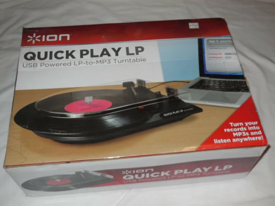 ION Quick Play LP USB Powered LP-to-MP3 Turntable Converter Recorder New