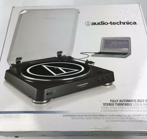 Audio-Technica Automatic Turntable AT-LP60BK-USB Stereo Belt Drive Record Playe