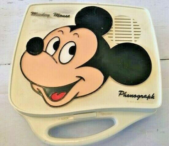 Mickey Mouse Portable Record Player Turntable Suitcase Vintage Disney Collectibl