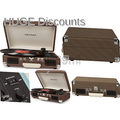 Crosley Cruiser Deluxe Vintage 3-Speed Bluetooth Suitcase Turntable, Tweed