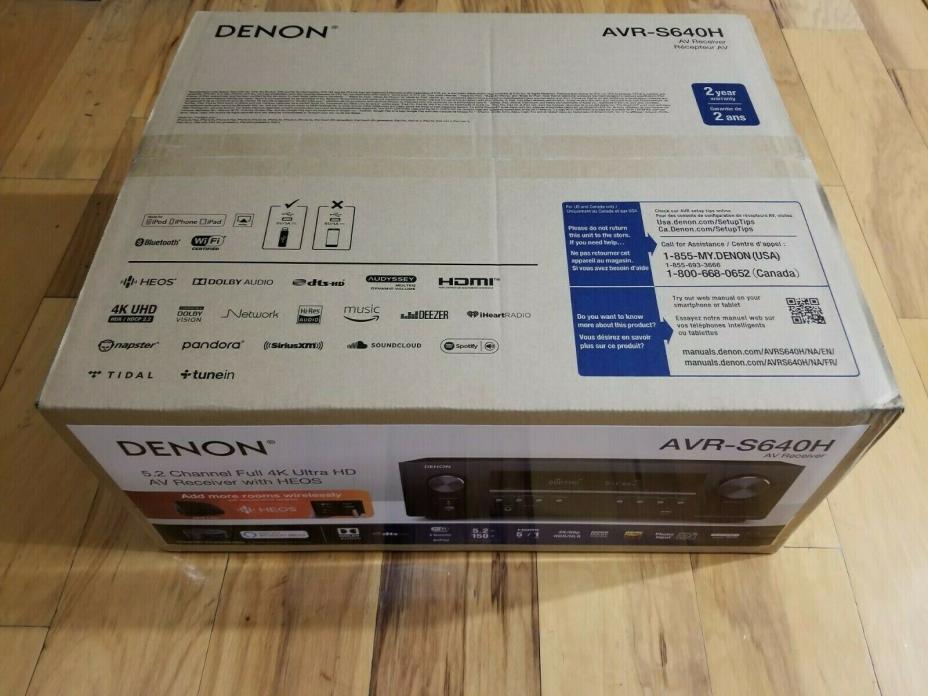 New Denon AVR-S640H Audio Video Receiver 5.2 Channel 4K Ultra HD Home Theater
