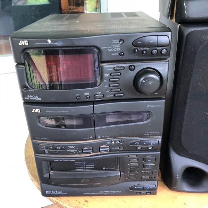 JVC Stereo Receiver Model CA-C33BK with speakers--AS PARTS ONLY