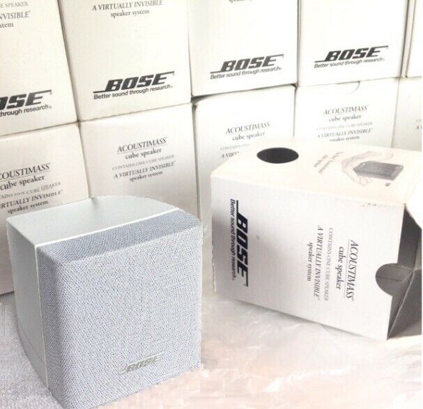 1 Bose NEW FreeSpace 3 Single Cube Speaker in Box in White Lifestyle/Acoustimass